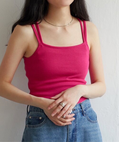 VENCEEXCHANGE（ヴァンスエクスチェンジ）の「カップ付き前後2wayキャミソール（タンクトップ・レディース・ブルー/ブラック/ホワイト/ピンク/グリーン・FREE）」の6枚目の写真