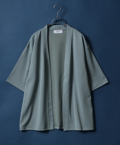 ANPAS（アンパス）の「Quick Dry Ponte Fabric Buttonless Cardigan/ドライ ポンチ 5分袖 ボタンレス カーディガン（カーディガン/ボレロ・メンズ・グレイッシュベージュ/ブラック/グリーン系その他/ブルー系その他・M/L/LL）」の3枚目の写真