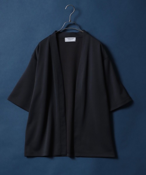 ANPAS（アンパス）の「Quick Dry Ponte Fabric Buttonless Cardigan/ドライ ポンチ 5分袖 ボタンレス カーディガン（カーディガン/ボレロ・メンズ・グレイッシュベージュ/ブラック/グリーン系その他/ブルー系その他・M/L/LL）」の5枚目の写真