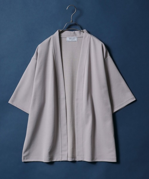 ANPAS（アンパス）の「Quick Dry Ponte Fabric Buttonless Cardigan/ドライ ポンチ 5分袖 ボタンレス カーディガン（カーディガン/ボレロ・メンズ・グレイッシュベージュ/ブラック/グリーン系その他/ブルー系その他・M/L/LL）」の7枚目の写真