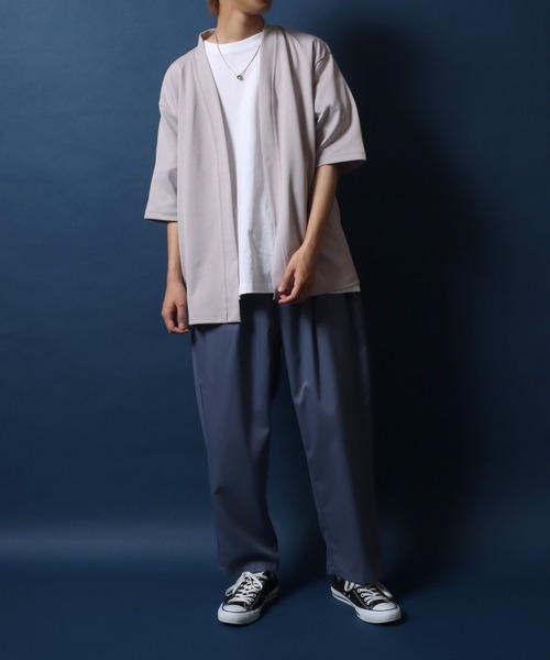 ANPAS（アンパス）の「Quick Dry Ponte Fabric Buttonless Cardigan/ドライ ポンチ 5分袖 ボタンレス カーディガン（カーディガン/ボレロ・メンズ・グレイッシュベージュ/ブラック/グリーン系その他/ブルー系その他・M/L/LL）」の22枚目の写真