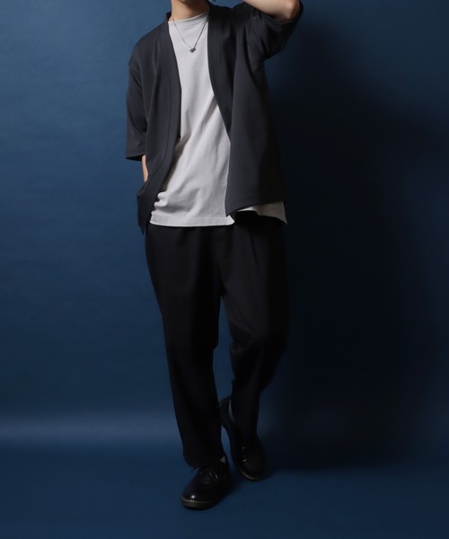 ANPAS（アンパス）の「Quick Dry Ponte Fabric Buttonless Cardigan/ドライ ポンチ 5分袖 ボタンレス カーディガン（カーディガン/ボレロ・メンズ・グレイッシュベージュ/ブラック/グリーン系その他/ブルー系その他・M/L/LL）」の21枚目の写真