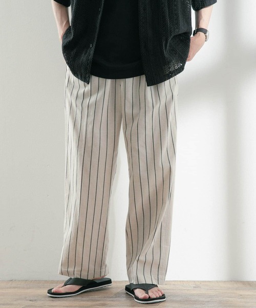 ITEMS URBANRESEARCH(アイテムズ アーバンリサーチ)の「コットンリネン ストライプパンツ(その他パンツ・メンズ・グリーン/ブラック/アイボリー・LARGE/MEDIUM)」の21枚目の写真