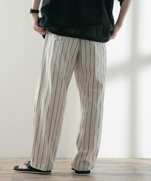 ITEMS URBANRESEARCH(アイテムズ アーバンリサーチ)の「コットンリネン ストライプパンツ(その他パンツ・メンズ・グリーン/ブラック/アイボリー・LARGE/MEDIUM)」の8枚目の写真