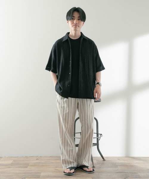 ITEMS URBANRESEARCH(アイテムズ アーバンリサーチ)の「コットンリネン ストライプパンツ(その他パンツ・メンズ・グリーン/ブラック/アイボリー・LARGE/MEDIUM)」の9枚目の写真