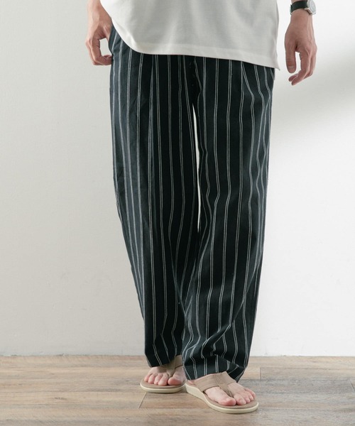 ITEMS URBANRESEARCH(アイテムズ アーバンリサーチ)の「コットンリネン ストライプパンツ(その他パンツ・メンズ・グリーン/ブラック/アイボリー・LARGE/MEDIUM)」の11枚目の写真