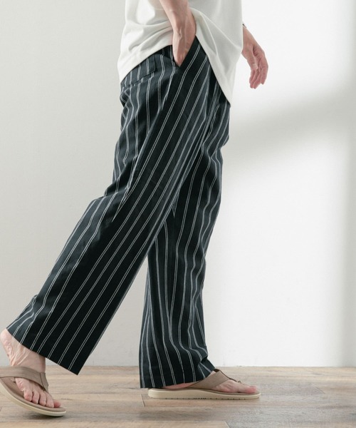 ITEMS URBANRESEARCH(アイテムズ アーバンリサーチ)の「コットンリネン ストライプパンツ(その他パンツ・メンズ・グリーン/ブラック/アイボリー・LARGE/MEDIUM)」の14枚目の写真