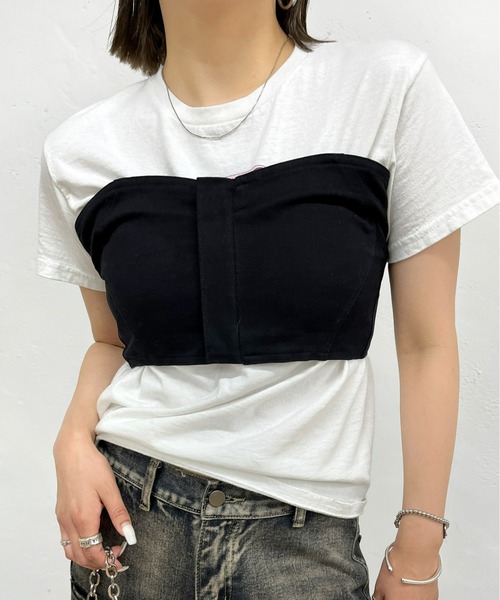 WHO'S WHO gallery（フーズフーギャラリー）の「ウェーブベアトップ（チューブトップ・レディース・ブラック/ベージュ/シルバー/ブラック系その他・FREE）」の2枚目の写真