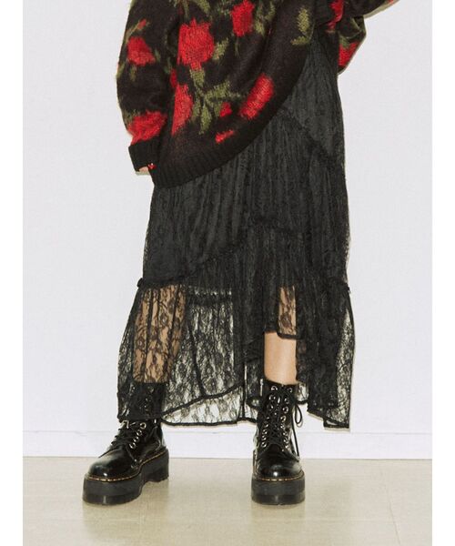 jouetie（ジュエティ）の「レースティアードロングスカート（スカート・レディース・ブラック/オフホワイト・MEDIUM）」の2枚目の写真