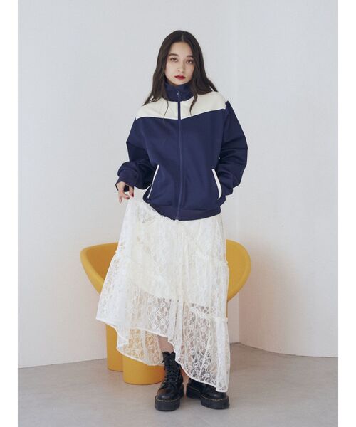 jouetie（ジュエティ）の「レースティアードロングスカート（スカート・レディース・ブラック/オフホワイト・MEDIUM）」の3枚目の写真