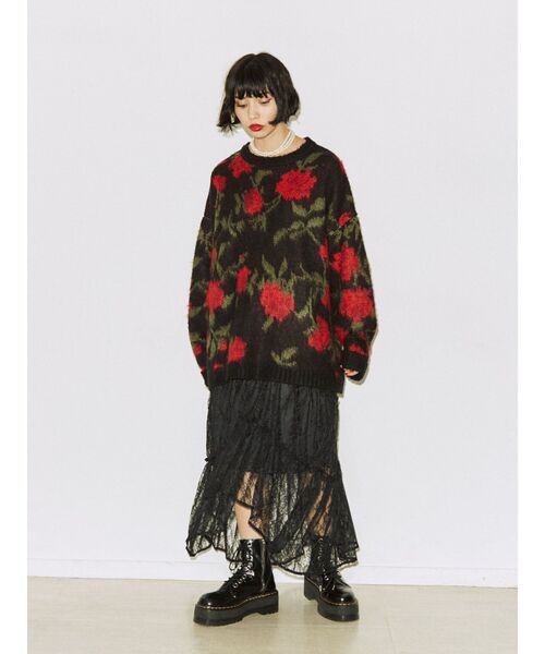 jouetie（ジュエティ）の「レースティアードロングスカート（スカート・レディース・ブラック/オフホワイト・MEDIUM）」の15枚目の写真