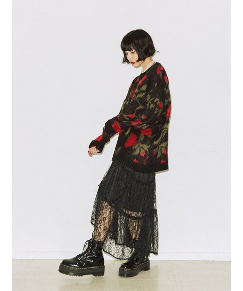 jouetie（ジュエティ）の「レースティアードロングスカート（スカート・レディース・ブラック/オフホワイト・MEDIUM）」の16枚目の写真