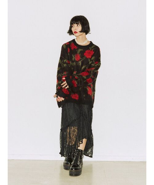 jouetie（ジュエティ）の「レースティアードロングスカート（スカート・レディース・ブラック/オフホワイト・MEDIUM）」の17枚目の写真