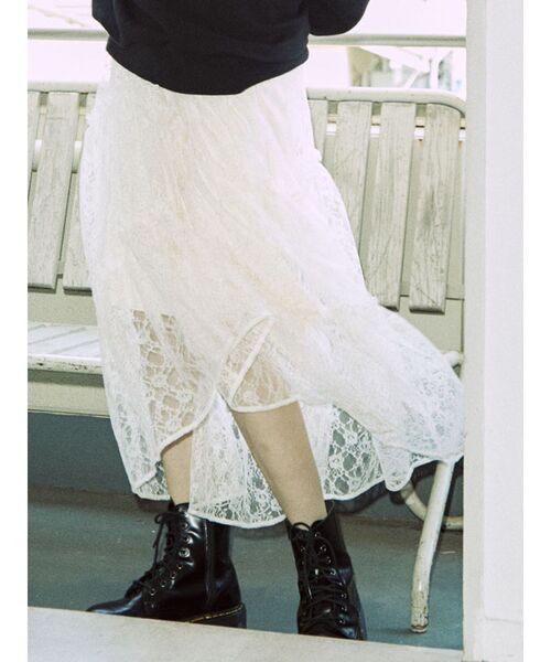 【Austin7iu 】フランス　アンティーク　レースロングスカート Austin7iu 】フランス アンティーク レースロングスカート 花柄の繊細