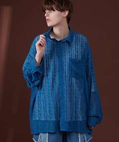 Mesh knit polo cardigan / メッシュニットポロカーディガン