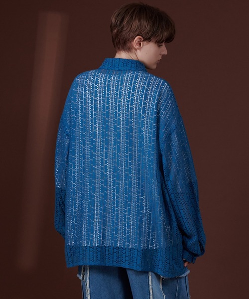 ONCILY(オンシェリー)の「LACE SHEER REGULAR COLLAR SHIRT / レースシアーレギュラーシャツ(シャツ/ブラウス・メンズ・ブラック/オフホワイト/ブルー・LARGE/MEDIUM)」の12枚目の写真