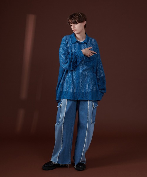 ONCILY(オンシェリー)の「LACE SHEER REGULAR COLLAR SHIRT / レースシアーレギュラーシャツ(シャツ/ブラウス・メンズ・ブラック/オフホワイト/ブルー・LARGE/MEDIUM)」の13枚目の写真