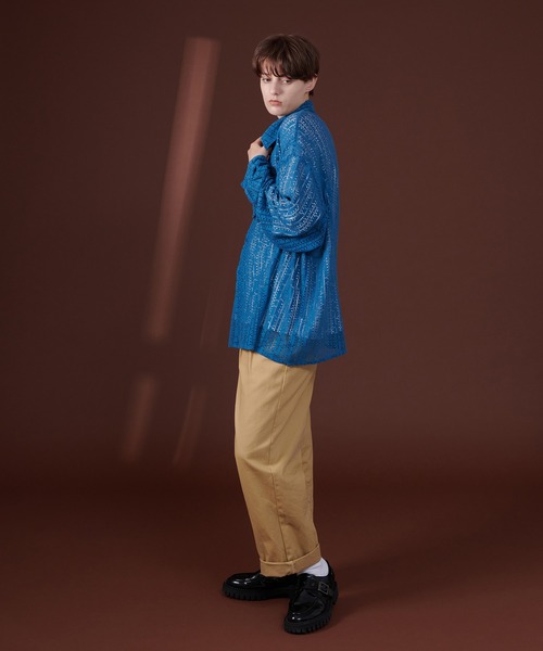 ONCILY(オンシェリー)の「LACE SHEER REGULAR COLLAR SHIRT / レースシアーレギュラーシャツ(シャツ/ブラウス・メンズ・ブラック/オフホワイト/ブルー・LARGE/MEDIUM)」の16枚目の写真