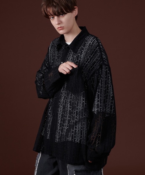 ONCILY(オンシェリー)の「LACE SHEER REGULAR COLLAR SHIRT / レースシアーレギュラーシャツ(シャツ/ブラウス・メンズ・ブラック/オフホワイト/ブルー・LARGE/MEDIUM)」の19枚目の写真