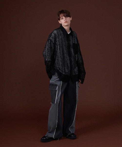 ONCILY(オンシェリー)の「LACE SHEER REGULAR COLLAR SHIRT / レースシアーレギュラーシャツ(シャツ/ブラウス・メンズ・ブラック/オフホワイト/ブルー・LARGE/MEDIUM)」の22枚目の写真