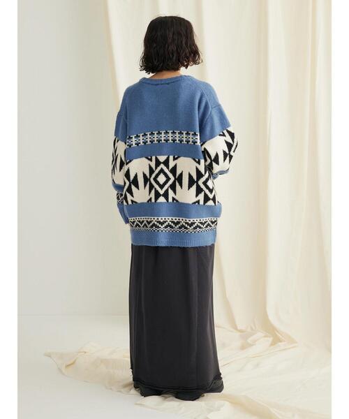 CRAFT STANDARD BOUTIQUE（クラフトスタンダードブティック）の「オルテガ柄ニットZIPブルゾン（カーディガン/ボレロ・レディース・ブラウン/サックスブルー/グレー・FREE）」の21枚目の写真