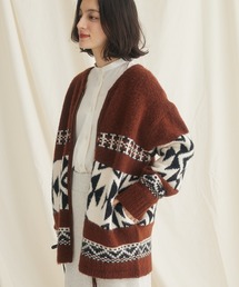 オルテガ柄ニットZIPブルゾン