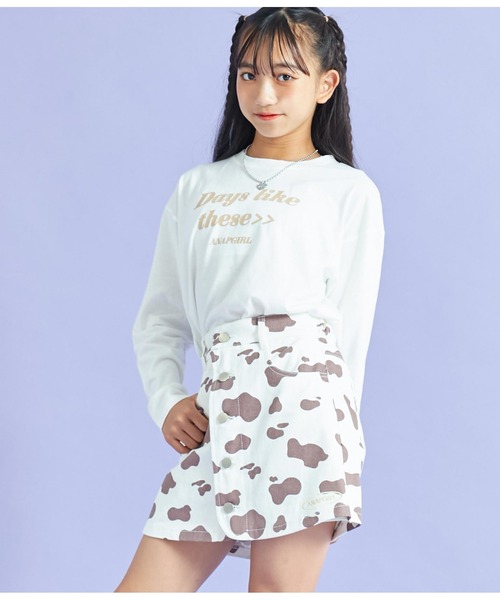 ANAP GｉRL（アナップガール）の「ボタンデザイン台形スカパン（スカート・キッズ・ブラック/ブルー/ブラウン・XS/M/S）」の13枚目の写真