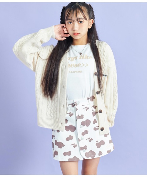 ANAP GｉRL（アナップガール）の「ボタンデザイン台形スカパン（スカート・キッズ・ブラック/ブルー/ブラウン・XS/M/S）」の15枚目の写真