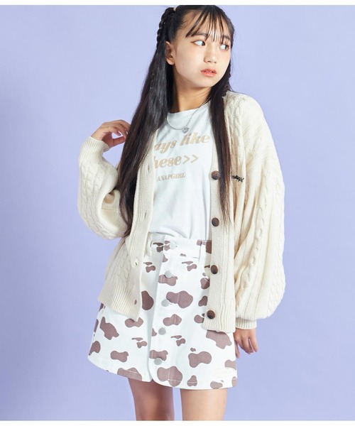 ANAP GｉRL（アナップガール）の「ボタンデザイン台形スカパン（スカート・キッズ・ブラック/ブルー/ブラウン・XS/M/S）」の16枚目の写真