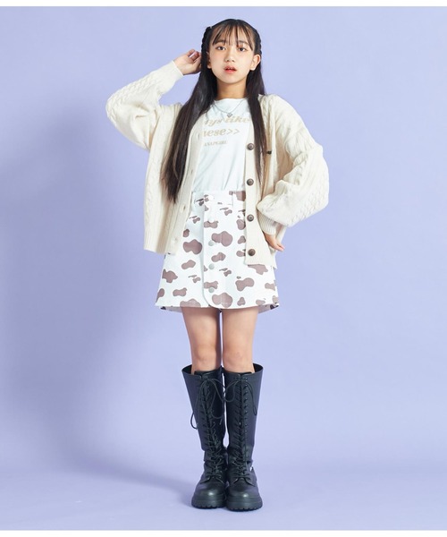 ANAP GｉRL（アナップガール）の「ボタンデザイン台形スカパン（スカート・キッズ・ブラック/ブルー/ブラウン・XS/M/S）」の18枚目の写真