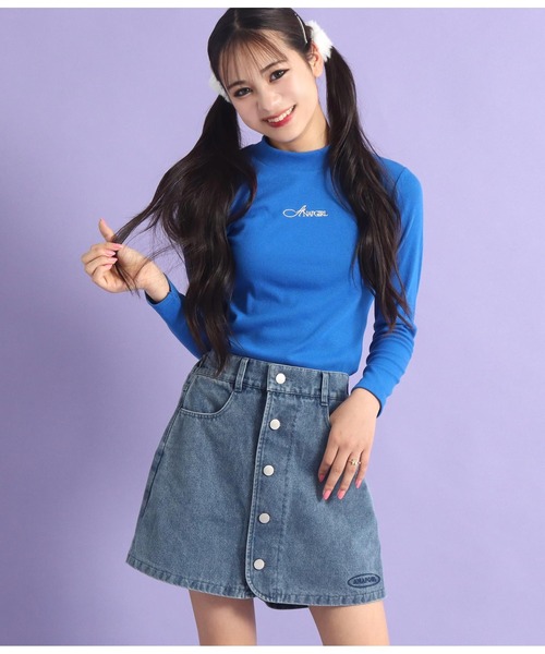 ANAP GｉRL（アナップガール）の「ボタンデザイン台形スカパン（スカート・キッズ・ブラック/ブルー/ブラウン・XS/M/S）」の20枚目の写真