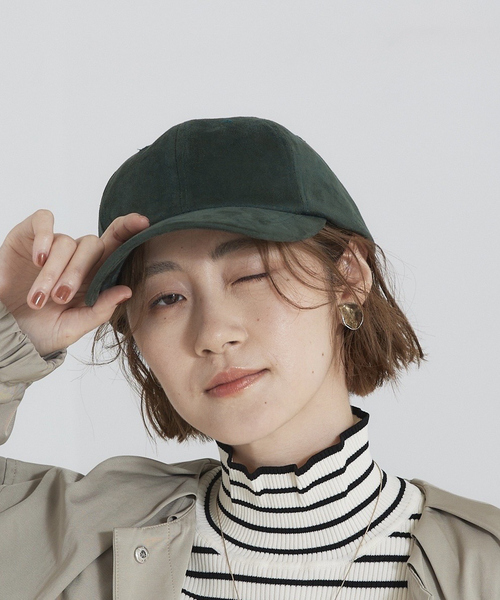 abahouse mavie（アバハウスマヴィ）の「フェイクスエードキャップ（キャップ・レディース・グリーン/ベージュ/ブラック/グレー・フリー）」の4枚目の写真
