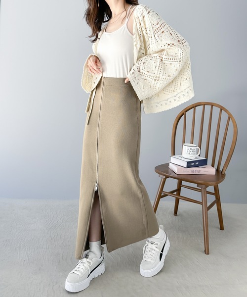 mily bilet（ミウィビレット）の「【mily bilet】魅力的なシルエット！フルジップIラインスカート（スカート・レディース・モカ/ブラック/アイボリー/グレー・LARGE/MEDIUM/SMALL/X-LARGE）」の15枚目の写真