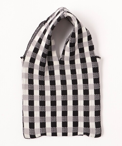 BEAMS HEART（ビームスハート）の「BEAMS HEART / ギンガム ニットバッグ（トートバッグ・レディース・その他1/ブラック/その他2・ONE SIZE）」の10枚目の写真