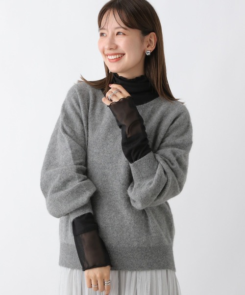 LEPSIM(レプシィム)の「袖切り替えシアーインナー 908524(Tシャツ/カットソー・レディース・ブラック/ブラウン/オフホワイト・FREE)」の2枚目の写真