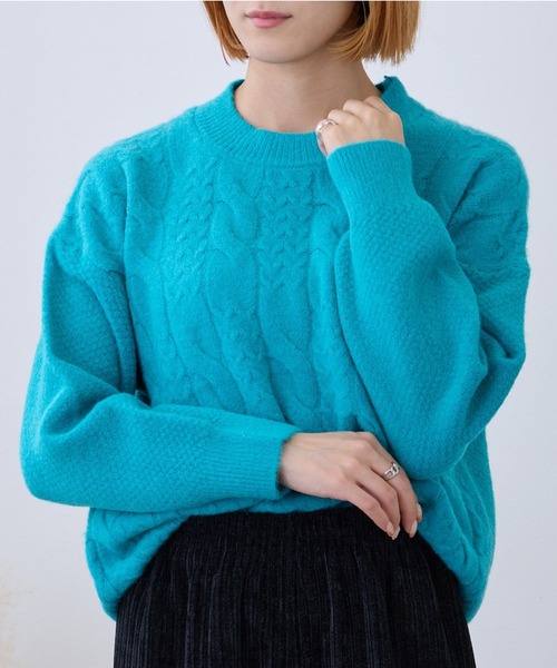 Loco Ocean（ロコオーシャン）の「ケーブル編みニットプルオーバー（ニット/セーター・レディース・ブラック/グリーン/ベージュ/レッド/ブルー・FREE）」の4枚目の写真
