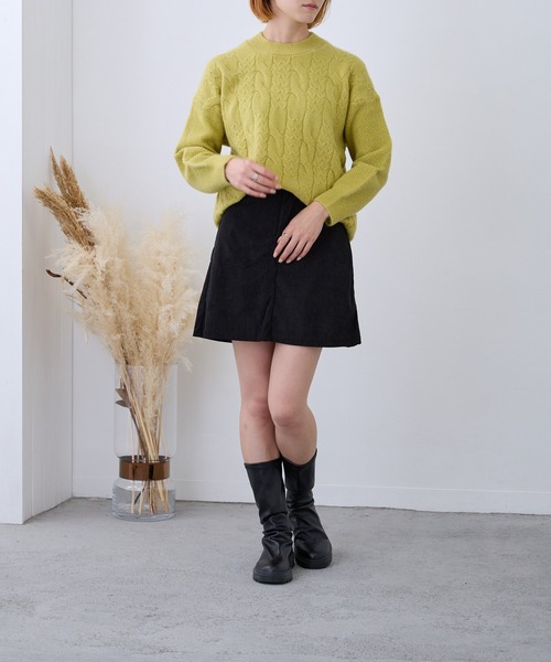 Loco Ocean（ロコオーシャン）の「ケーブル編みニットプルオーバー（ニット/セーター・レディース・ブラック/グリーン/ベージュ/レッド/ブルー・FREE）」の6枚目の写真