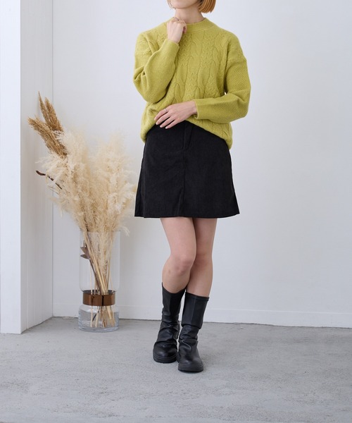Loco Ocean（ロコオーシャン）の「ケーブル編みニットプルオーバー（ニット/セーター・レディース・ブラック/グリーン/ベージュ/レッド/ブルー・FREE）」の7枚目の写真