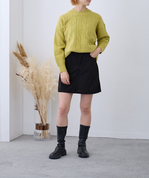 Loco Ocean（ロコオーシャン）の「ケーブル編みニットプルオーバー（ニット/セーター・レディース・ブラック/グリーン/ベージュ/レッド/ブルー・FREE）」の8枚目の写真