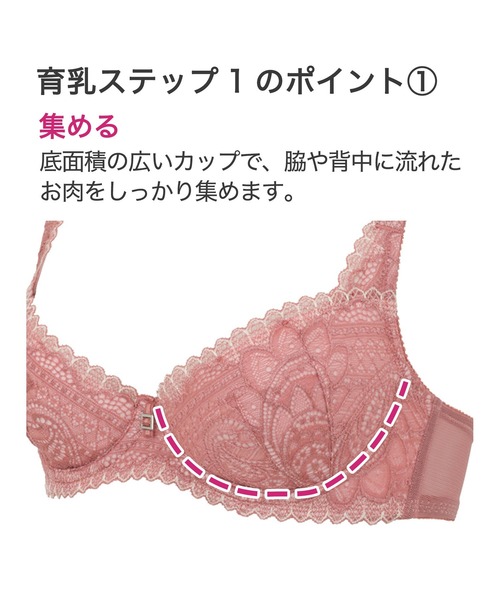 BRADELIS NEWYORK（ブラデリスニューヨーク）の「ジャスミンステップ1ブラ23A2 ブラデリス 育乳補整 補正下着（ブラジャー・レディース・ピンク/カーキ/ブラック・C70/D70/C65/C75/F70/D65/F75/E70/D75/E75/F65/B70/B75/E65）」の5枚目の写真