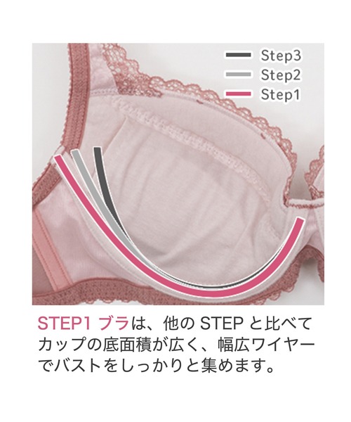 BRADELIS NEWYORK（ブラデリスニューヨーク）の「ジャスミンステップ1ブラ23A2 ブラデリス 育乳補整 補正下着（ブラジャー・レディース・ピンク/カーキ/ブラック・C70/D70/C65/C75/F70/D65/F75/E70/D75/E75/F65/B70/B75/E65）」の8枚目の写真