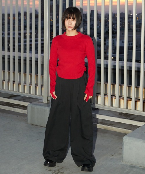 VeLV（ヴェルヴ）の「【ほげちゃんコラボ】F KNIT エフニット（ニット/セーター・レディース・レッド/オレンジ/ブラック・FREE）」の14枚目の写真