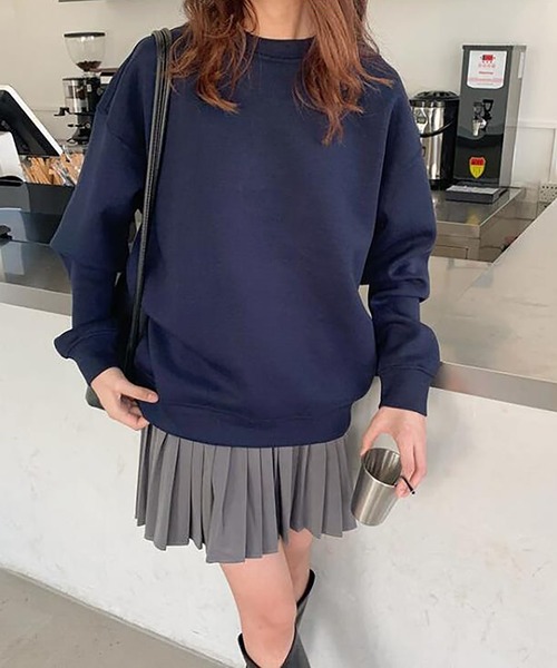 Girly Doll(ガーリードール)の「ベーシックオーバーサイズスウェット(スウェット・レディース・ネイビー/オレンジ/グレー・F)」の2枚目の写真