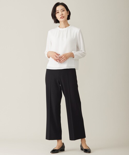J.PRESS Ladies（J.プレス レディス）の「プルエラ フリルネック カットソー（Tシャツ/カットソー・レディース・ホワイト系/アイボリー系/ネイビー系・SMALL）」の8枚目の写真