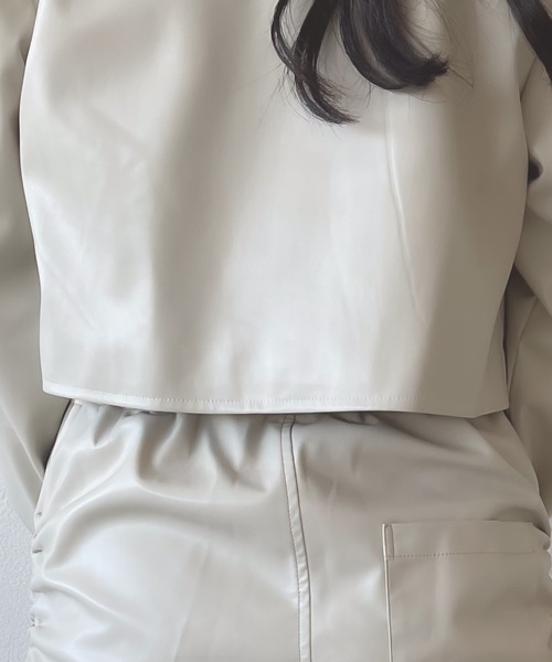 shrita(シュリータ)の「【shrita】【セットアップ可能】フェイクレザーショートジャケット(セットアップ・キッズ・ベージュ/ブラウン・L/M)」の13枚目の写真