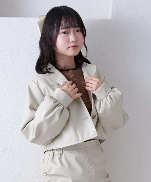 shrita(シュリータ)の「【shrita】【セットアップ可能】フェイクレザーショートジャケット(セットアップ・キッズ・ベージュ/ブラウン・L/M)」の21枚目の写真