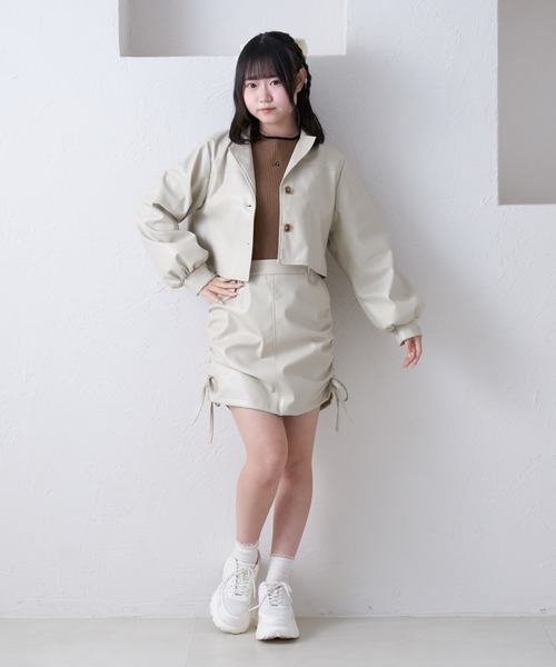 shrita(シュリータ)の「【shrita】【セットアップ可能】フェイクレザーショートジャケット(セットアップ・キッズ・ベージュ/ブラウン・L/M)」の18枚目の写真