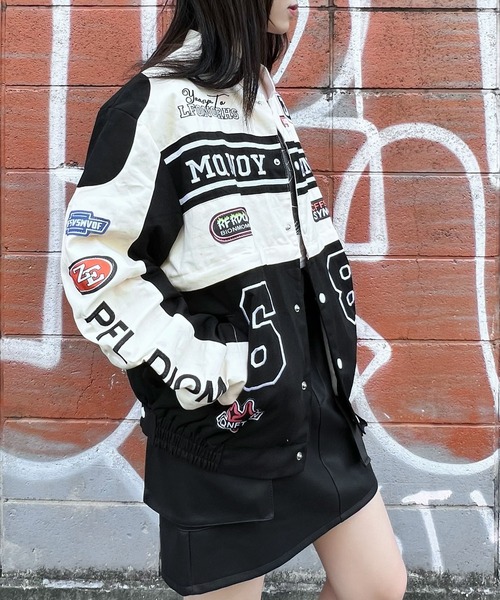 Figments(フィグメンツ)の「2WAYレーシングジャケット(ブルゾン・レディース・ブラック/ブルー・FREE)」の22枚目の写真