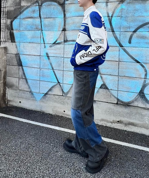 Figments(フィグメンツ)の「2WAYレーシングジャケット(ブルゾン・レディース・ブラック/ブルー・FREE)」の4枚目の写真