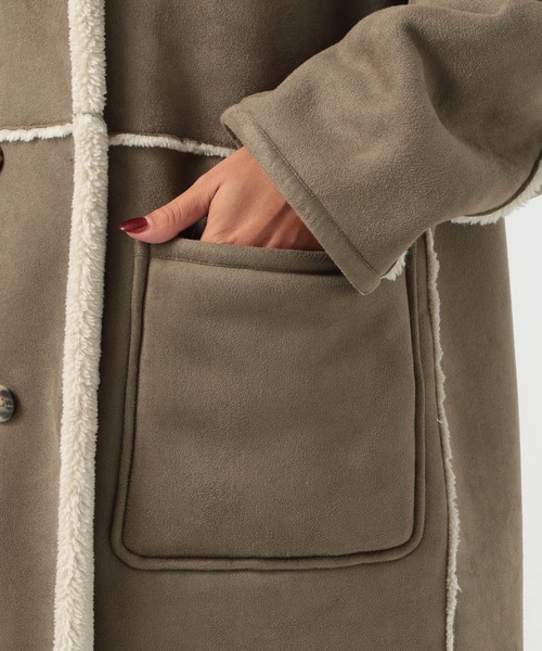 BAYFLOW(ベイフロー)の「2WAYフェイクムートン(ムートンコート・レディース・モカ/アイボリー・SMALL/MEDIUM)」の4枚目の写真